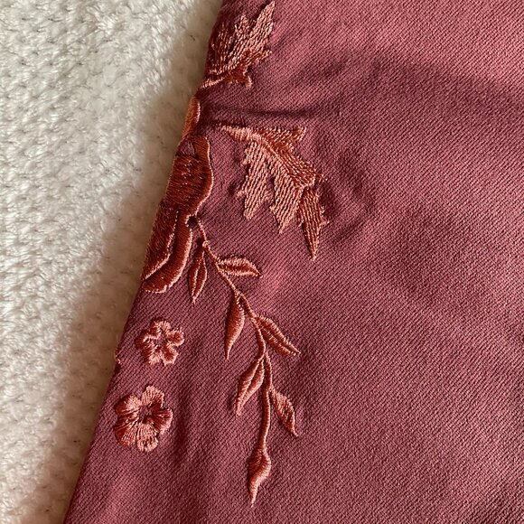 NWT Express Ankle Legging Size 12R Regular Skinny High Rise Pink Embroidered - Picture 6 of 13